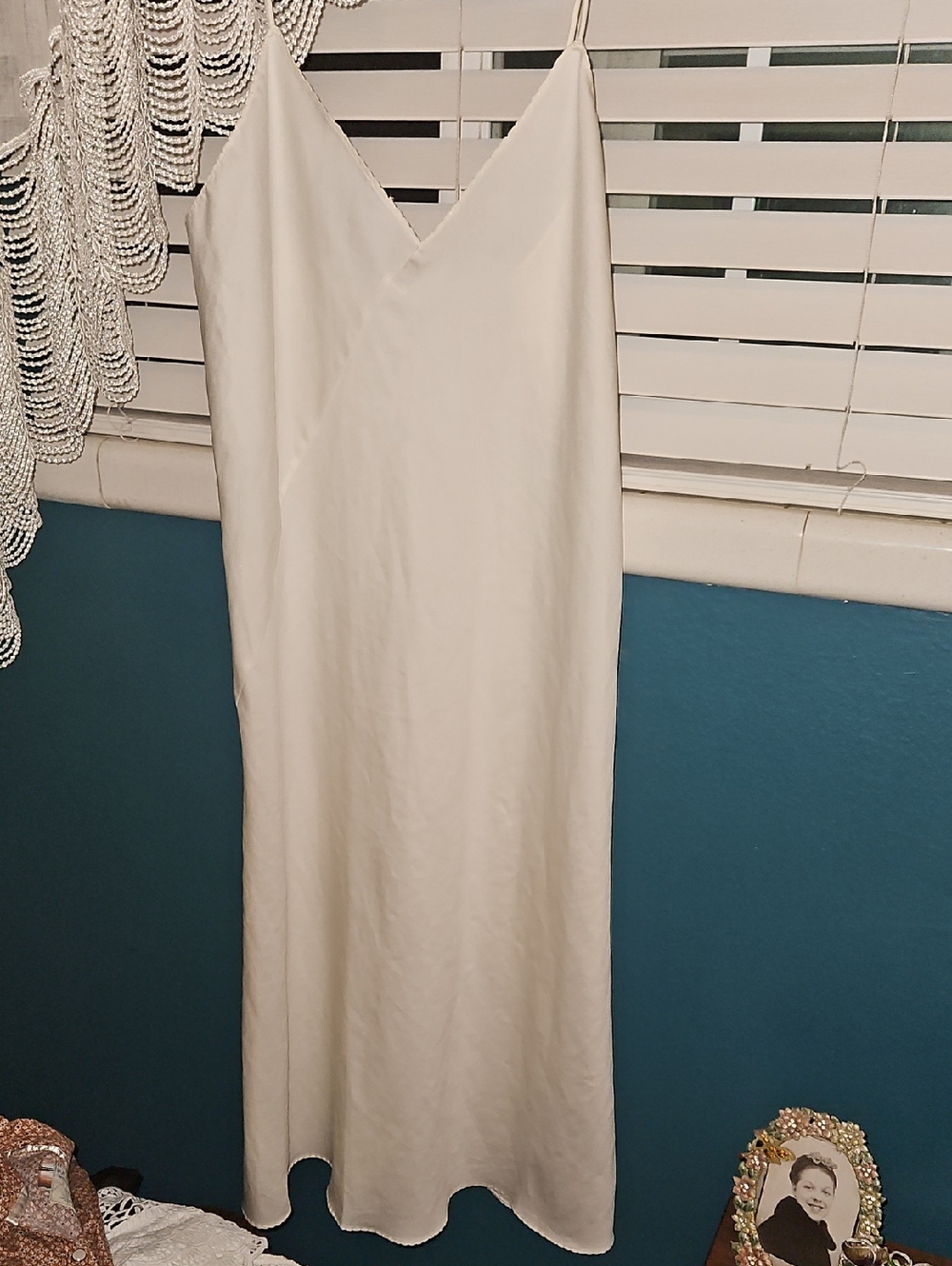 Halston Heritage Satin Slip Dress in Ivory